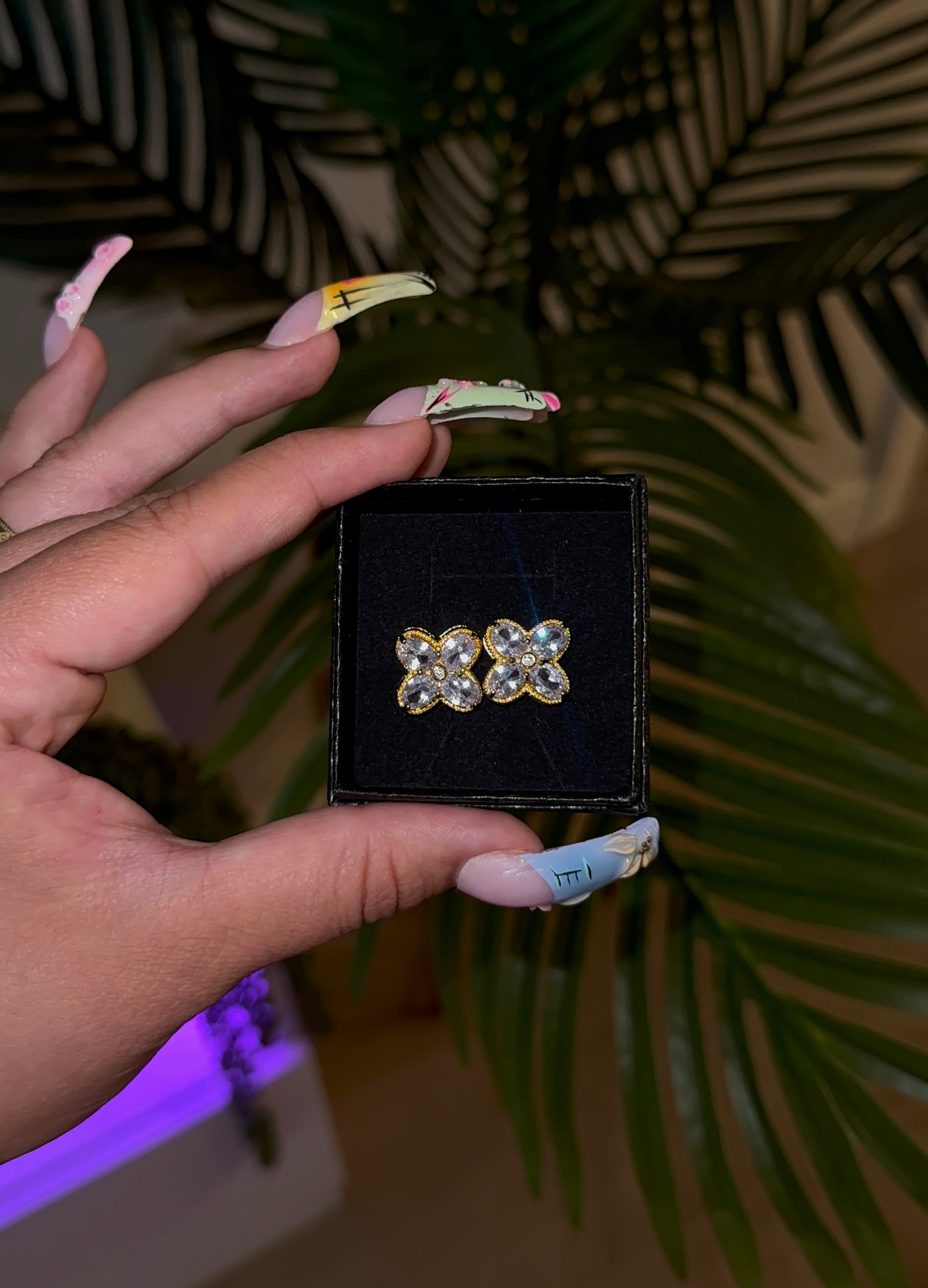 Icy Clover Jumbo Earrings